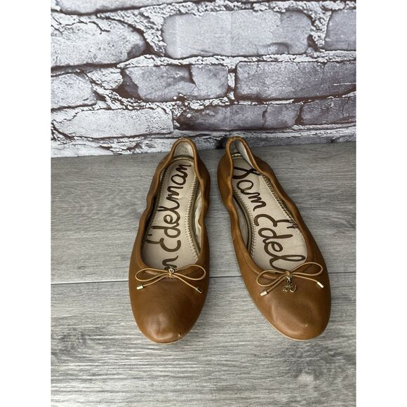 Sam Edelman Felicia Brown Leather Bow Classic Ballet Flats Women Sz 7.5M US/38.5 - Picture 2 of 16